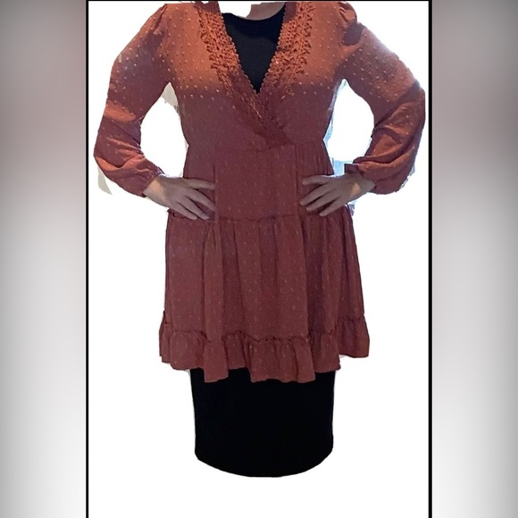 Women’s Mini Dress Tiered Ruffles Dressy Size XL Textured Summer Concert Fit - Picture 4 of 4